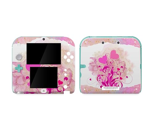 Skins4u Aufkleber Folie kompatibel mit Nintendo 2DS Schutzfolie Skin Vinyl Design Full Wrap Cover Vorder & Rückseite. Sticker selbstklebend (Boarder Hearts) von Skins4u