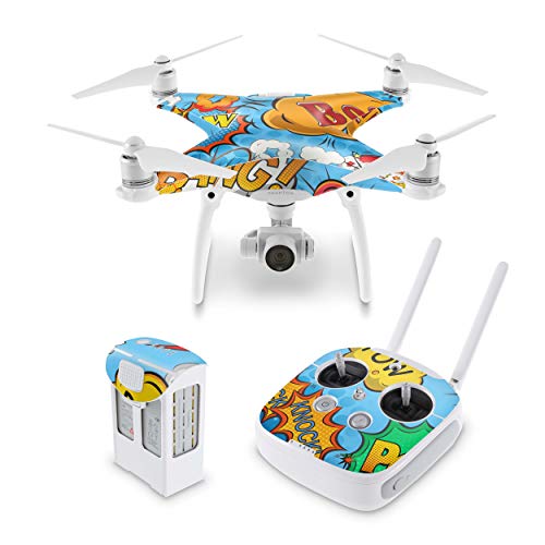 Skins4u Design Aufkleber Skin Folie + Akku Skins kompatibel mit DJI Phantom 4 PRO Comics Blue von Skins4u