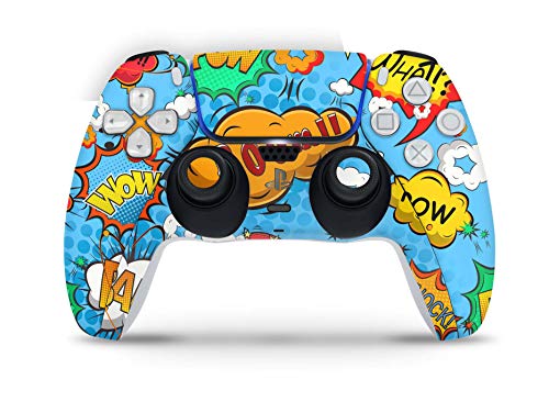 Skins4u Design Aufkleber Skin Wrap Folie für Sony Playstation 5 Controller PS5 DualSense Skins Schutz Folie Comics blau von Skins4u