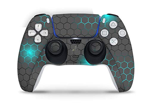 Skins4u Design Aufkleber Skin Wrap Folie für Sony Playstation 5 Controller PS5 DualSense Skins Schutz Folie Exo small Blue von Skins4u