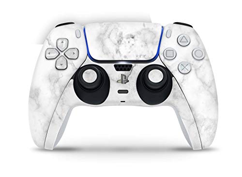 Skins4u Design Aufkleber Skin Wrap Folie für Sony Playstation 5 Controller PS5 DualSense Skins Schutz Folie Marmor Weiss von Skins4u