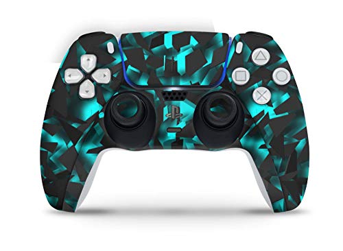 Skins4u Design Aufkleber Skin Wrap Folie für Sony Playstation 5 Controller PS5 DualSense Skins Schutz Folie Shattered Black Blue von Skins4u