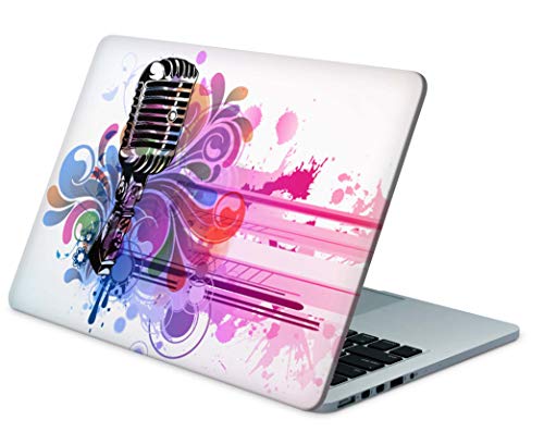 Skins4u Folie Sticker Skin Vinyl Aufkleber mit farbenfrohen Motiven für bis 10 Zoll 25.4x20.3cm Laptop Skin Decal Cover Mikrophon von Skins4u