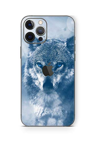 Skins4u Schutz Folie Skins Rückseite Cover kompatibel mit iPhone 12 Pro Max Wolf Blue Eyes von Skins4u