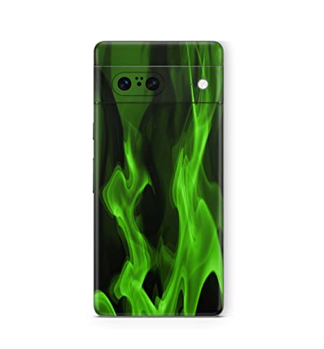 Skins4u Schutzfolie Skin Cover Skins Design Folie Kratzerschutz Aufkleber kompatibel mit Google Pixel 6a Flammen-Gruen von Skins4u
