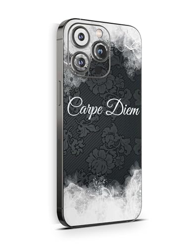 Skins4u Skin für iPhone 15 15 Pro Max 15 Plus 15 Pro Schutzfolie Skins Case Folie Kratzerschutz Design Vinyl Aufkleber (Carpe Diem, iPhone 15 Pro) von Skins4u