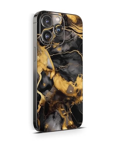 Skins4u Skin für iPhone 15 15 Pro Max 15 Plus 15 Pro Schutzfolie Skins Case Folie Kratzerschutz Design Vinyl Aufkleber (Dark Gold, iPhone 15 Pro) von Skins4u