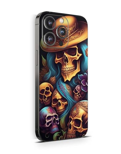 Skins4u Skin für iPhone 15 15 Pro Max 15 Plus 15 Pro Schutzfolie Skins Case Folie Kratzerschutz Design Vinyl Aufkleber (Skulltaker, iPhone 15 Pro) von Skins4u