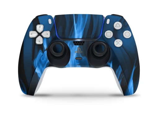 Skins4u Skins Folie Design Aufkleber kompatibel mit Sony Playstation 5 Controller PS5 DualSense Skin Schutz Cover Blaue Flammen.png von Skins4u