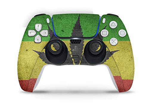 Skins4u Skins Folie Design Aufkleber kompatibel mit Sony Playstation 5 Controller PS5 DualSense Skin Schutz Cover Canabis von Skins4u