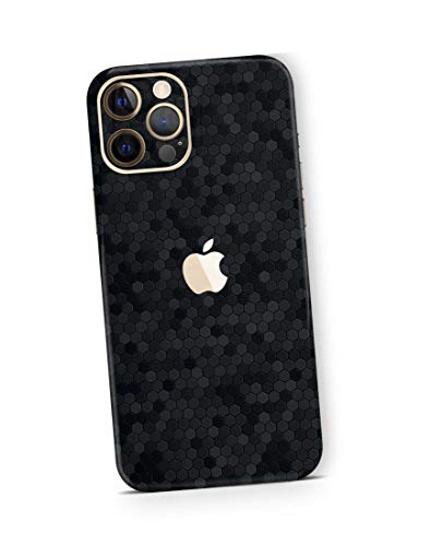 Skins4u für iPhone 12 Pro MAX Skin Wrap Folie Rückseite Schutz Kratzer Kameraschutz Schutz vor Kratzern Fingerabdrücken Waben schwarz Strukturfolie 3M von Skins4u