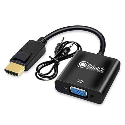 Skintek SK-04-HV HDMI auf VGA (D-SUB) Adapter 1080p 60Hz 3,5mm Audio Port für PC Notebook Anschluss PC Notebook Monitor, Projector mit VGA-Eingang, 15 cm Kabel von Skintek Dynamic Thinking