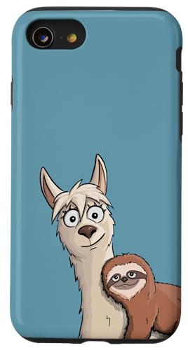 Hülle für iPhone SE (2020) / 7 / 8 Chill Out Lässiges Funky Faultier reitet auf Lama von SkizzenMonsters Schicke Lama Shirts