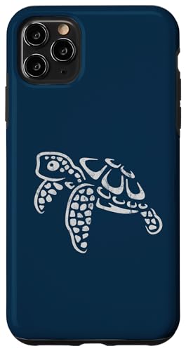 Hülle für iPhone 11 Pro Max Niedliche schwimmende Meeres-Schildkröte im Ozean von Skizzenmonster Maritime Meer Kunst