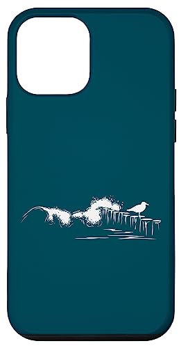 Hülle für iPhone 12 mini Brechende Welle an Buhnen mit Möwe Nordsee Ostsee von Skizzenmonster Maritime Meer Kunst