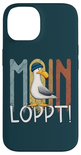 Hülle für iPhone 14 Moin Löppt Lässige Nordsee Ostsee Möwe mit Mütze von Skizzenmonster Maritime Meer Kunst