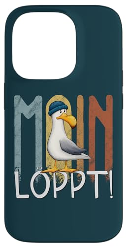 Skizzenmonster Maritime Meer Kunst Hülle für iPhone 14 Pro Moin Löppt Lässige Nordsee Ostsee Möwe mit Mütze von Skizzenmonster Maritime Meer Kunst