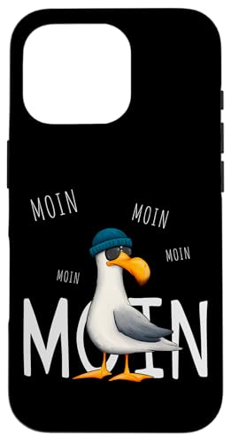 Hülle für iPhone 16 Pro Moin Moin Lässige Hipster Möwe mit Sonnenbrille von Skizzenmonster Maritime Meer Kunst