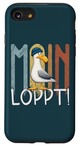 Hülle für iPhone SE (2020) / 7 / 8 Moin Löppt Lässige Nordsee Ostsee Möwe mit Mütze von Skizzenmonster Maritime Meer Kunst