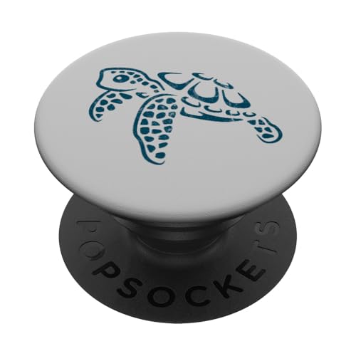 Lässig lustige Wasserschildkröte Meer und Ozean Kunst PopSockets Klebender PopGrip von Skizzenmonster Maritime Meer Kunst
