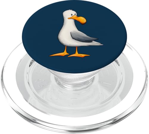 Lustige Möwe Nordsee Ostsee Meeres-Vogel PopSockets PopGrip: Ausziehbarer Sockel und Griff für Handys/Tablets mit Tauschbarem Top PopSockets PopGrip für MagSafe von Skizzenmonster Maritime Meer Kunst