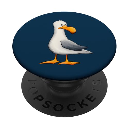 Lustige Möwe Nordsee Ostsee Meeres-Vogel PopSockets PopGrip: Ausziehbarer Sockel und Griff für Handys/Tablets mit Tauschbarem Top PopSockets Klebender PopGrip von Skizzenmonster Maritime Meer Kunst