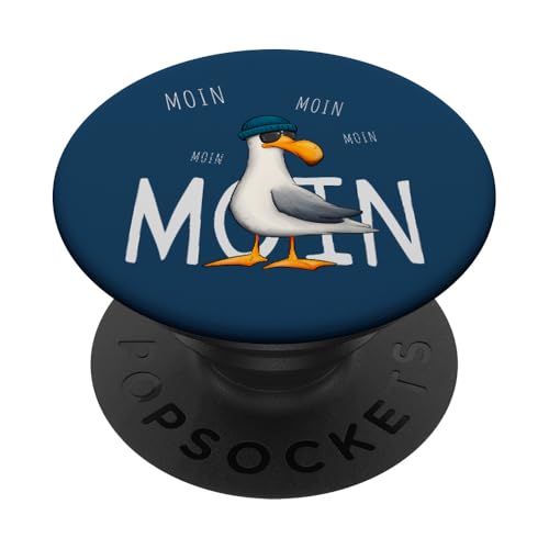 Moin Moin Lässige Hipster Möwe mit Sonnenbrille PopSockets Klebender PopGrip von Skizzenmonster Maritime Meer Kunst