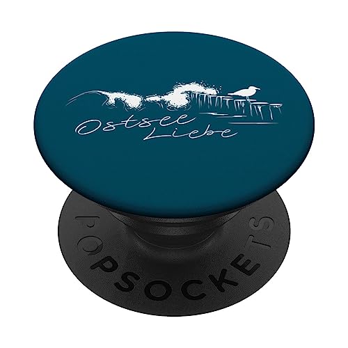 OstseeLiebe OstseeWellen Brechende Welle mit Möwe PopSockets mit austauschbarem PopGrip von Skizzenmonster Maritime Meer Kunst