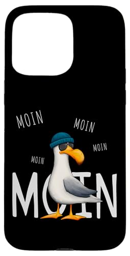 Skizzenmonster Maritime Meer Kunst Hülle für iPhone 15 Pro Max Moin Moin Lässige Hipster Möwe mit Sonnenbrille von Skizzenmonster Maritime Meer Kunst