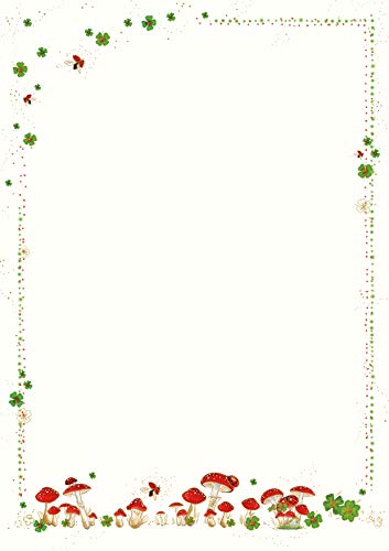 Briefpapier Set 10 Blatt inkl. 10 hochwertige Umschläge geripptes Feinpapier 100g/m² DIN A4 Druck PremiumLine cremefarbenes Schreibpapier Briefbogen Skorpion (Fliegenpilz) von Skorpion