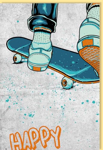 Geburtstagskarte Skateboard Jungen Happy Birthday - mit Umschlag von Skorpion