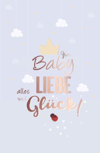 PremiumLine Glückwunschkarte zur Geburt mit Marienkäfer aus Holz inkl. Briefumschlag Baby Glückwünsche Junge Mädchen Grußkarte von Skorpion