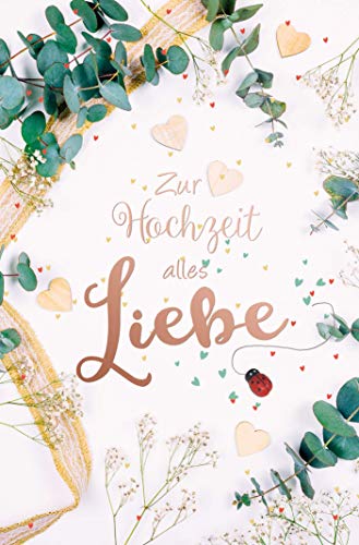 PremiumLine Hochzeitskarte mit Marienkäfer aus Holz inkl. Umschlag Glückwunschkarte - Zur Hochzeit alles Liebe - Grußkarte von Skorpion