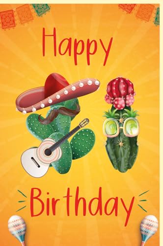 Skorpion Geburtstagskarte Kakteen mit Hüten, Sonnenbrille, Schnurrbart, Gitarre - mit Umschlag von Skorpion