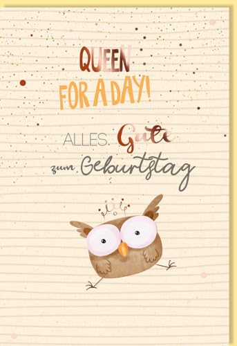 Skorpion Geburtstagskarte für Frauen Queen for a day Eule, Zuckerrohrpapier - mit Umschlag von Skorpion