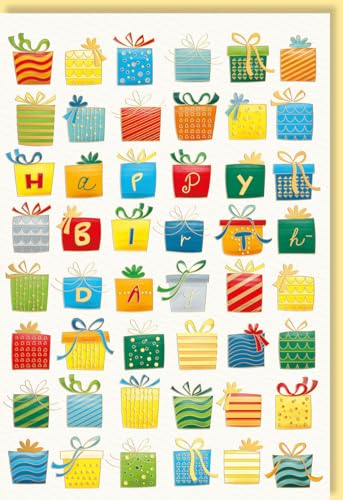 Skorpion Geburtstagskarte mit bunten Geschenkmotiven auf Naturkarton und edler Folien- & Blindprägung - mit Umschlag von Skorpion