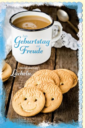 Skorpion Glückwunschkarte Geburtstag Becher Kaffee, Smiley-Kekse - mit Umschlag von Skorpion