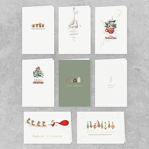 Skorpion PremiumLine Weihnachtskarten Set mit Umschlag Frohe Weihnachten moderne weihnachtliche Grußkarte gedruckt auf umweltfreundlichem Naturkarton (16 Karten) von Skorpion