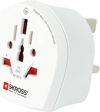 SKROSS Country Travel Adapter World to UK - Adapter für Power Connector - Wechselstrom 100-250 V - 7 A - weiß - Großbritannien von Skross
