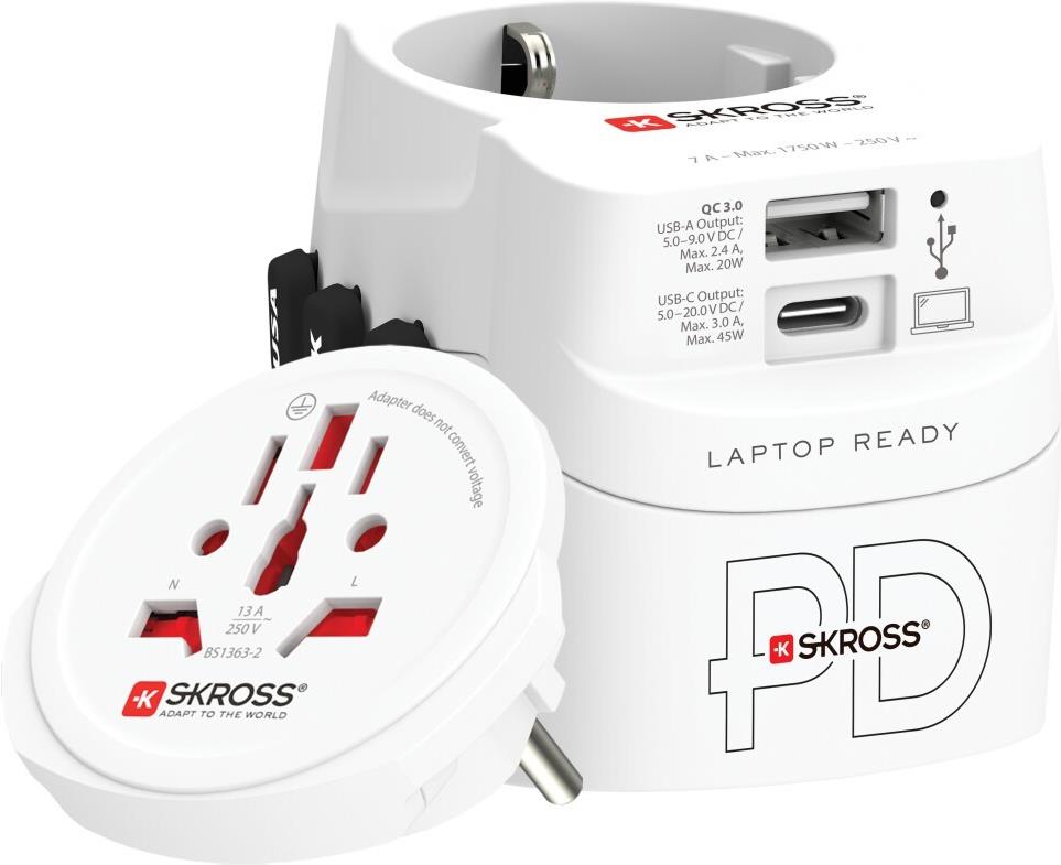 SKROSS Pro Light USB AC45PD World incl. USB-C cable white (1.302474) von Skross