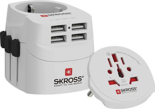 Skross 1302471 Reiseadapter PRO Light USB (4xA) - World von Skross