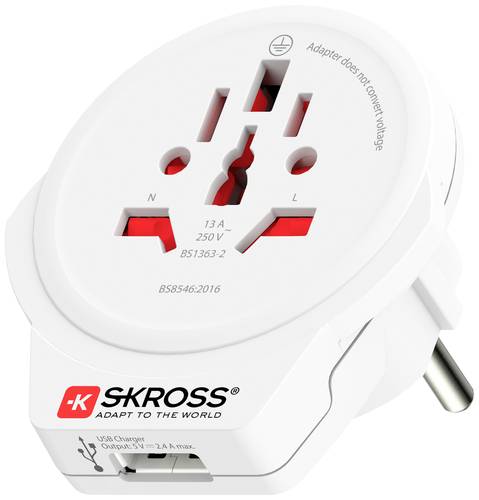 Skross 1500266 Reiseadapter World to Europe USB 1.0 Skross 1500266 Reiseadapter World to Europe USB 1.0 von Skross