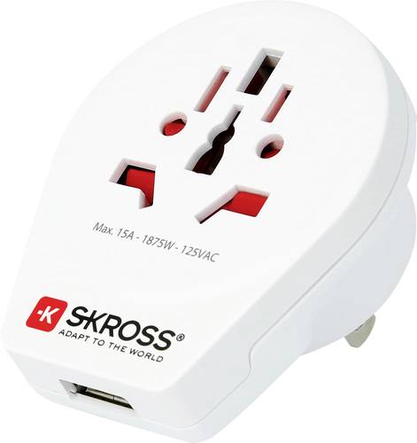 Skross 1500268 Reiseadapter Country Adapter World to USA USB von Skross