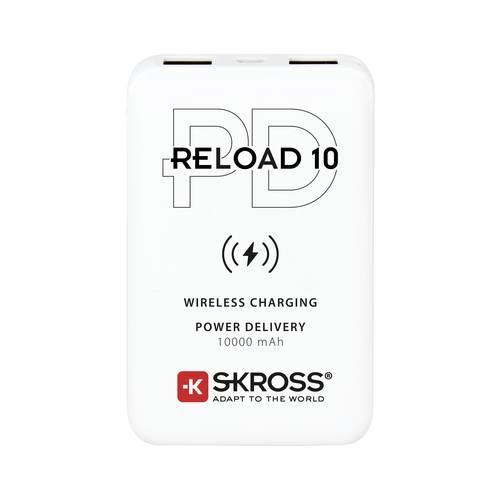 Skross Reload 10 PD, Qi Powerbank 10000 mAh Li-Ion Weiß Statusanzeige von Skross