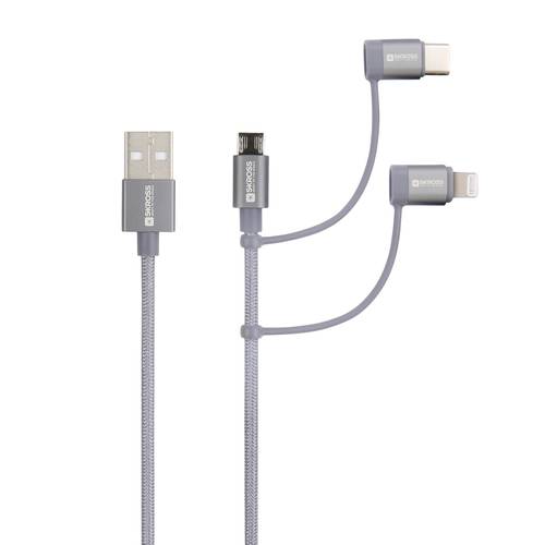 Skross USB-Kabel USB 2.0 USB-A Stecker 1.20m Space Grau Rund, Flexibel, Stoff-Ummantelung SKCA00143- von Skross