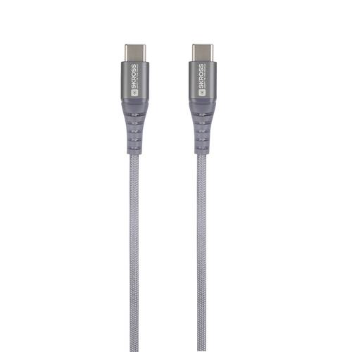 Skross USB-Kabel USB 2.0 USB-C® Stecker, USB-C® Stecker 1.20m Space Grau Rund, Flexibel, Stoff-Umm von Skross