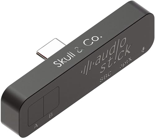 Skull & Co. AudioStick Bluetooth 5.0 Wireless Audio Transmitter Adapter Niedrige Latenzzeit für PS5 / PS4 / Nintendo Switch/Lite/andere Geräteb - Schwarz von Skull & Co.