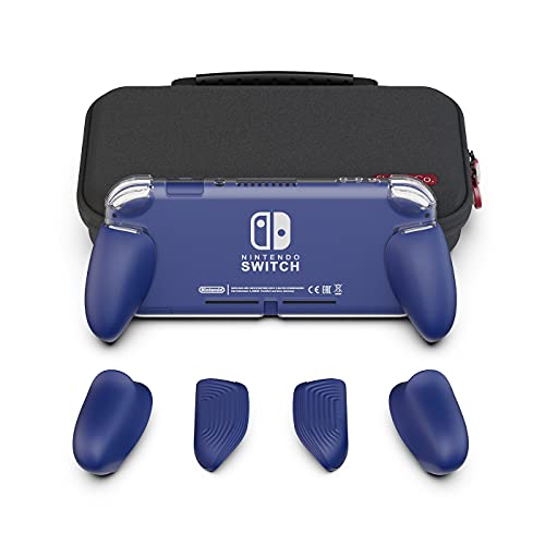Skull & Co. GripCase Lite Bundle: Eine Bequeme Schutzhülle mit austauschbaren Griffen [passend für alle Handgrößen] für Nintendo Switch Lite [mit Tragetasche] - Blau von Skull & Co.