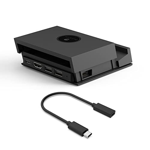 Skull & Co. Tragbares Jumpgate PRO Dock mit abnehmbarem USB-Hub HDMI TV-Adapter für Nintendo Switch OLED, Smartphone und MacBook - Schwarz (mit Verlängerungskabel) von Skull & Co.