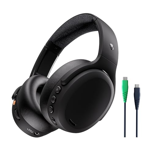 Skullcandy Crusher ANC 2 Over-Ear Noise Cancelling Wireless-Kopfhörer mit Sensory Bass, 50 Std. Akkulaufzeit, Skull-iQ, Alexa-Unterstützung, Mikro, Bluetooth-kompatibel - Schwarz von Skullcandy